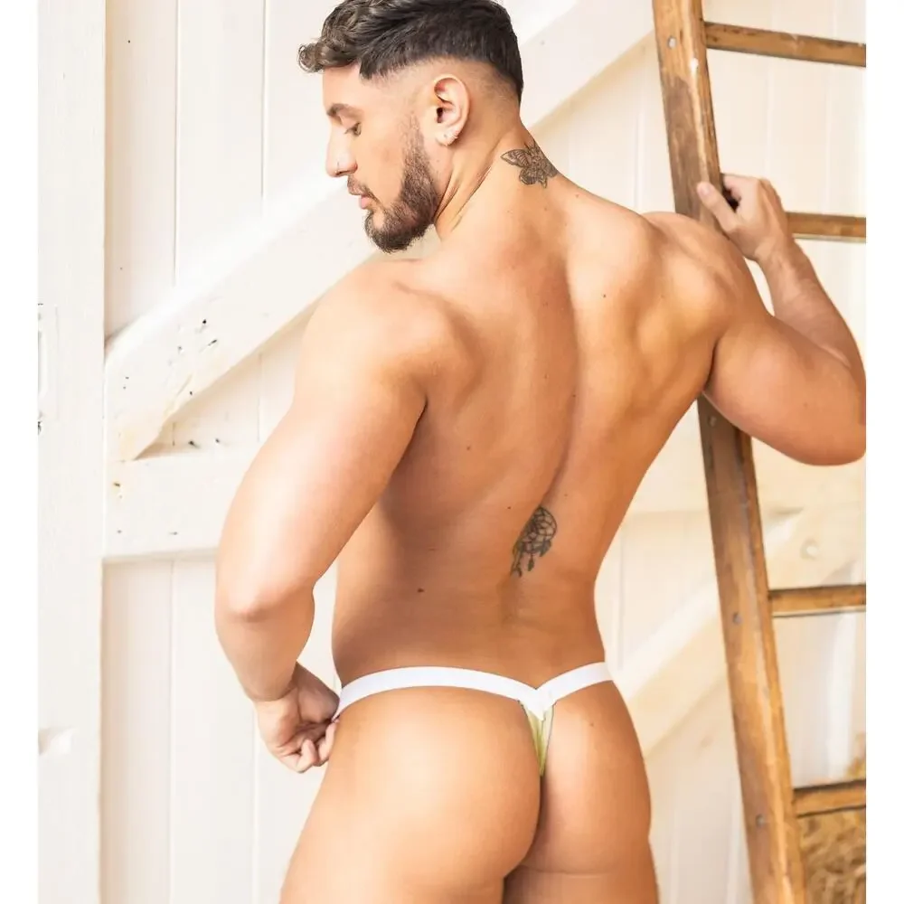 NEW Blanc Menswear Cotton BL4754 C’est G-String Thong Color Yellow Size Large